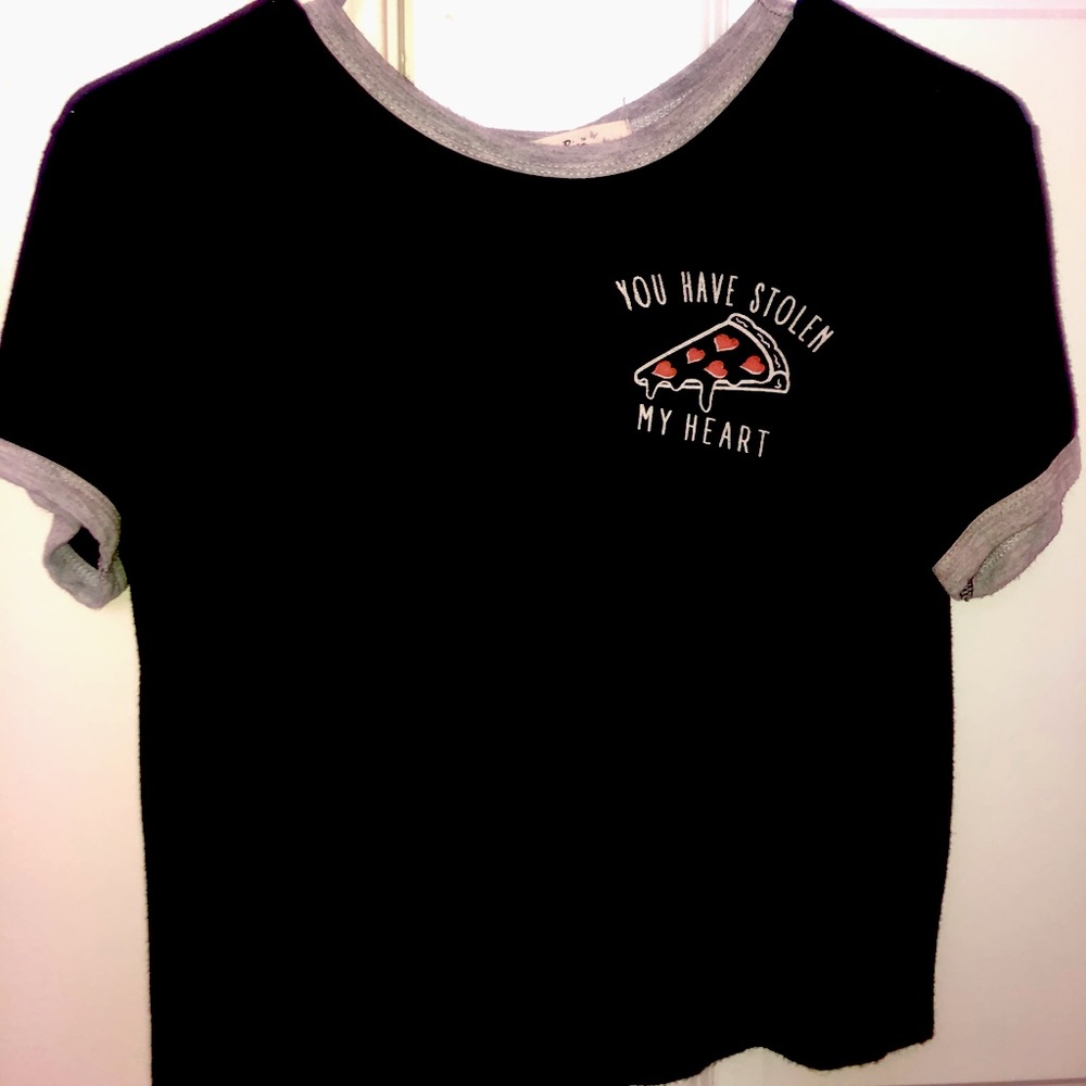 Black graphic crop top